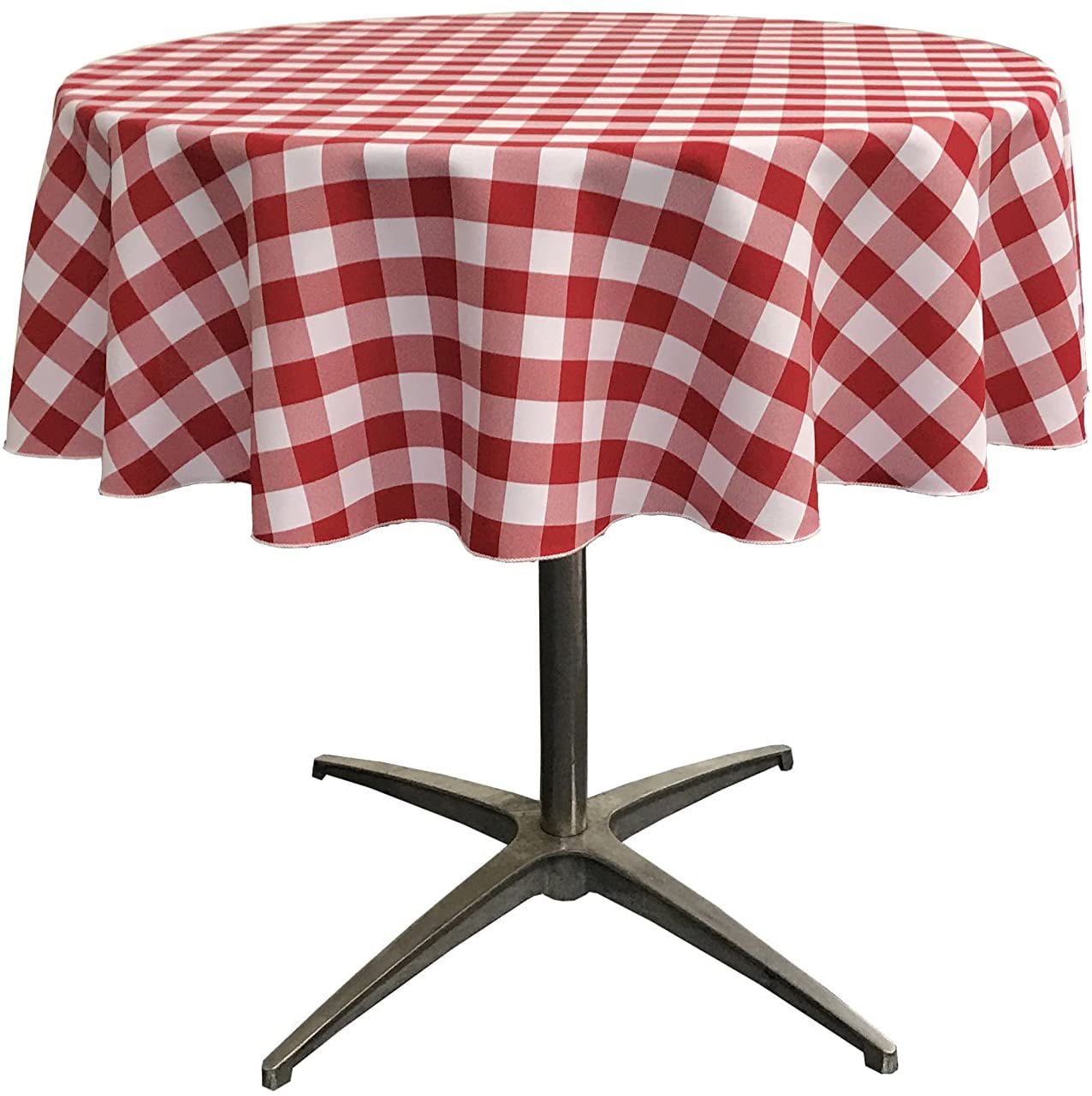 90"-Inch surge clean look made in USA Poly Checkered Round Tablecloth 