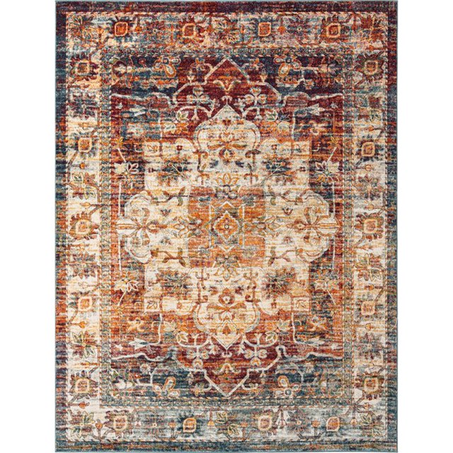 Unique Loom Isabella High-Low Pile Border Rug 9' x 12' Rectangle Multi/Ivory