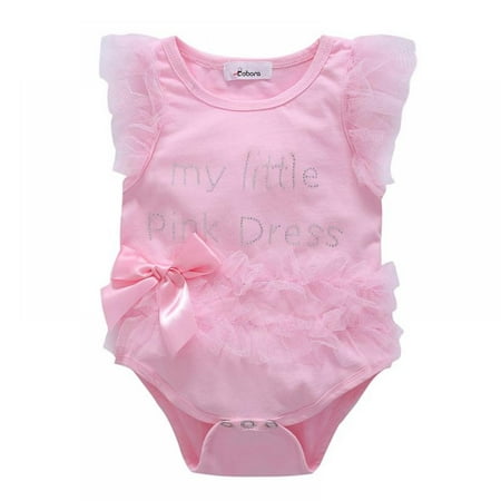 

Baby Girl Clothes Cotton Lace Short Sleeve Letter Baby Rompers Newborn Photography Props Dress Infant Jumpsuits 0-12M