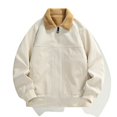 thumbnail image 6 of Corduroy Lined Jacket Winter Warm Fleece Collar Casual Outerwear Coats For Daily Street Style Comfort-White-L, 6 of 6