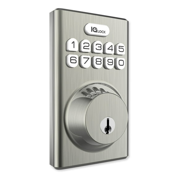 Qolsys IQ Lock-PGK-SN IQ Lock-PG Push Button Deadbolt, Satin Nickel