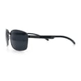 thumbnail image 6 of Polarized Mens Rectangular Metal Rim Gentlemanly Wrap Curved Sunglasses [Gunmetal - Black], 6 of 7