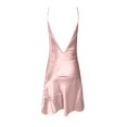 thumbnail image 4 of Gibobby Ropa de dormir para mujer con encaje Día de San Valentín Vestido sexi con tirantes y abertura, camisón seda imitación para mujer, pijama con tirantes Halter (Rosa,CH), 4 of 5