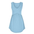 thumbnail image 7 of Npasoilc V-Neck Pleated Pocket Dresses for Women Sleeveless Loose Solid Color A-Line Mini Dress, 7 of 7