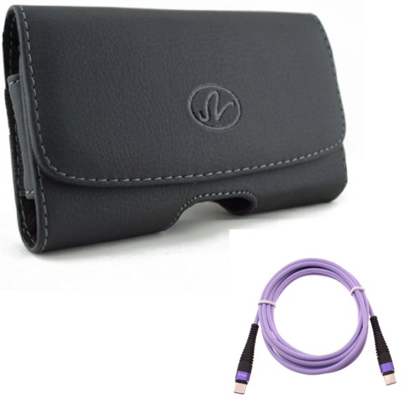 Case Belt Clip w Purple 6ft PD Cable for Samsung Galaxy S22 Plus,S21,S21 Plus,S21 S20 Plus,S20 Fan Edition,Fan FE 5G - Leather Swivel Holster, Type-C to USB-C Long Charger Cord Power
