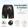 thumbnail image 3 of Naloa Vintage Wolf Warrior Print Men Swim Trunks with Compression Liner ,Board Shorts,Men's Swim Shorts with Drawstring and Elastic Waistband-Medium, 3 of 6