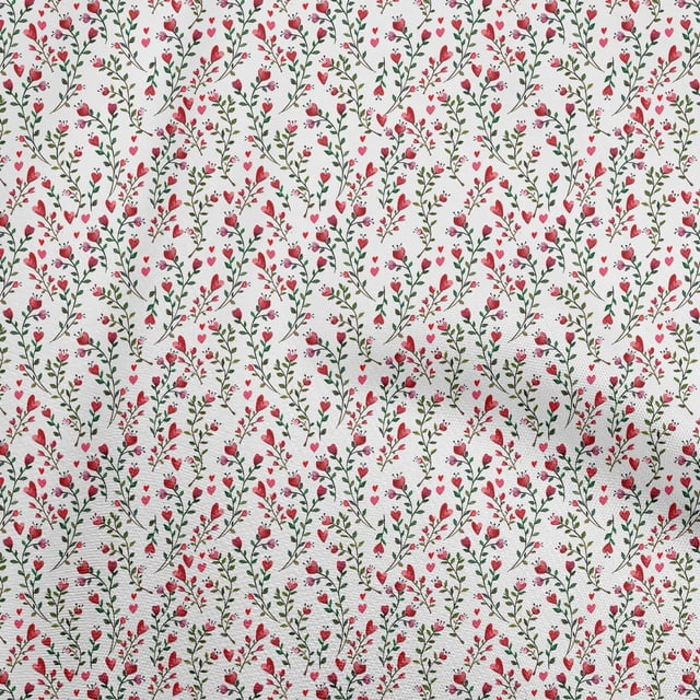 oneOone Cotton Flex Red Fabric Leaves & Clover Craft Projects Decor Fabric Printed By The Yard 40 Inch Wide