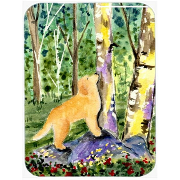Carolines Treasures Golden Retriever Glass Cutting Board Large 12H x 16W multicolor