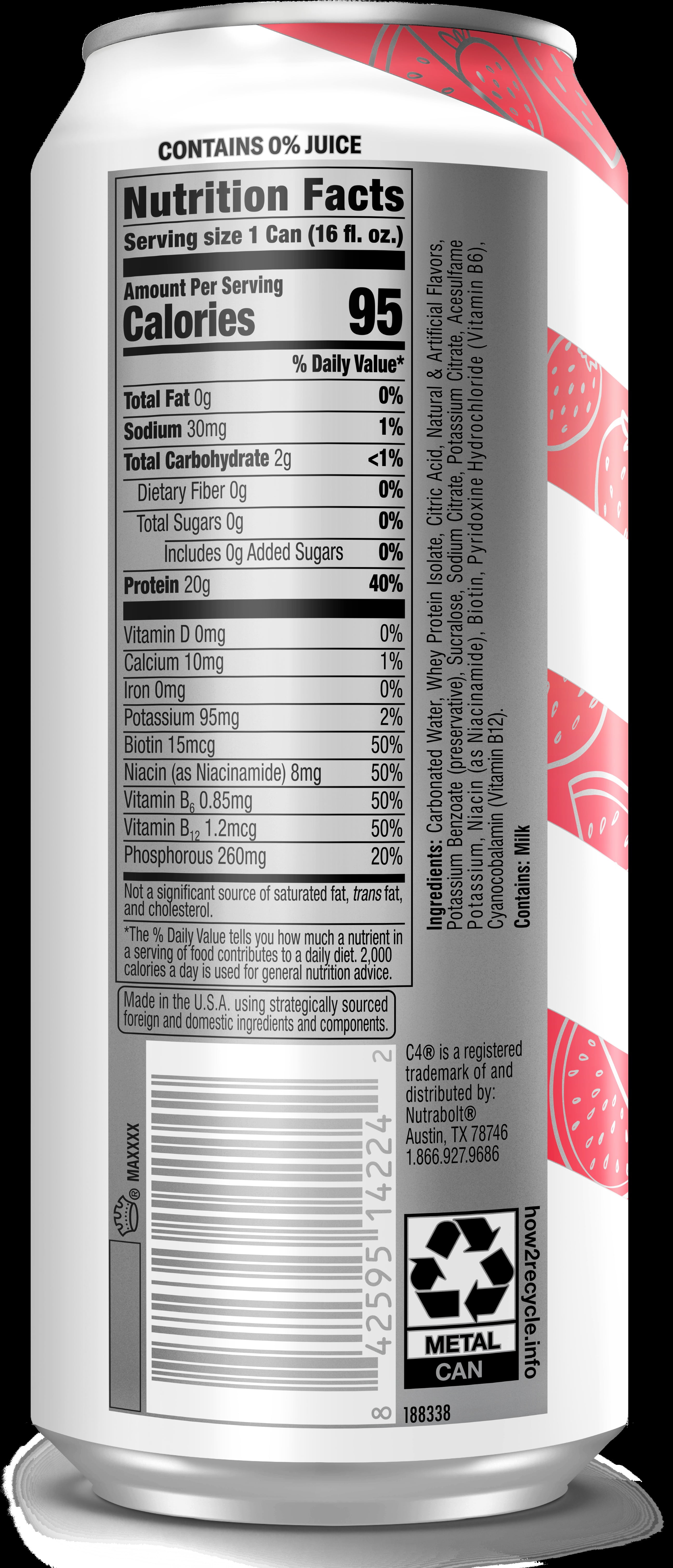C4 Clear Protein Soda Strawberry Watermelon, Ready to Drink, 16 fl oz