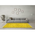 thumbnail image 3 of Ahgly Company Machine Washable Indoor Square Medallion Yellow Traditional Area Rugs, 5' Square, 3 of 4