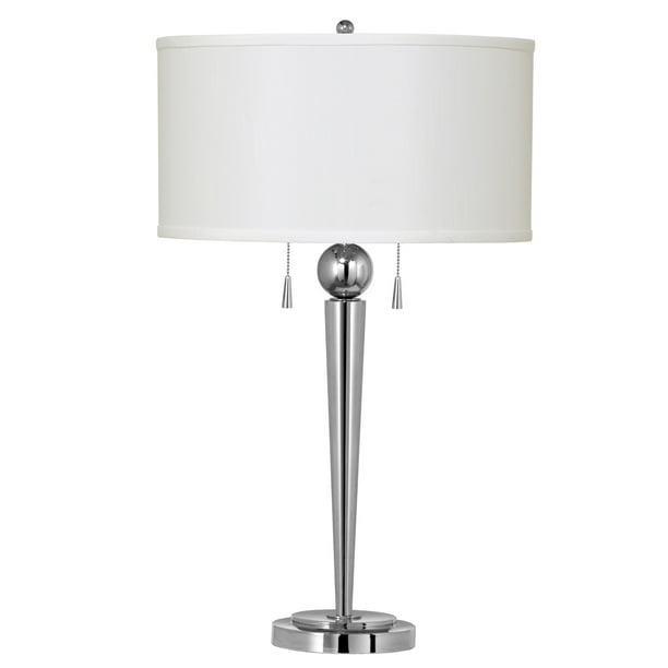 Dual Bulb Metal Table Lamp With Fabric Drum Shade Silver And White Com Dual Bulb Metal Table Lamp With, Double Bulb Table Lamp Shade