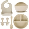 thumbnail image 1 of HSHDLDF Set of 6 Baby Feeding Set, Silicone Baby Tableware Set, Food Grade Infant Dinnerware Set, BPA Free Baby Led Weaning Supplies, Non-Slip Self Feeding Utensils with Silicone Suction Bowls＆Adju, 1 of 7