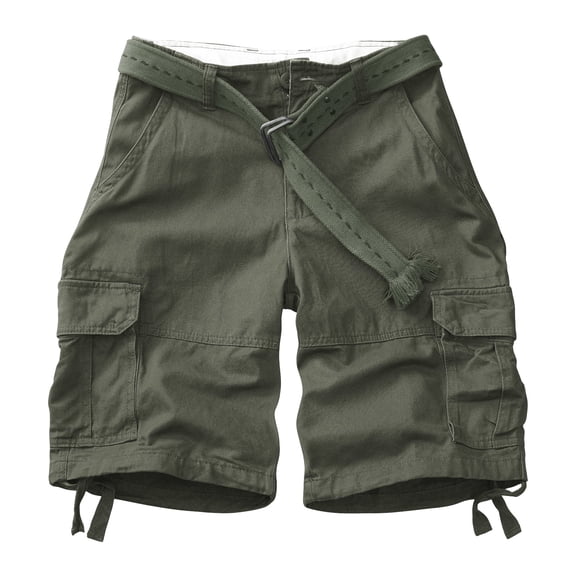 TRGPSG Men's Camo Multi-Pocket Relaxed Fit Casual Shorts,Outdoor Camouflage Twill Cargo Shorts 11" Inseam(No Belt),Light Army 36