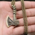 thumbnail image 2 of K-KED Mens Vintage Norse Viking Animal Raven Axe Wolf Pendant Necklace Chain-Bronze, 2 of 6