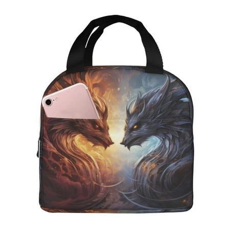 Insulated Lunch Bag for Women Men - Red and White Beast Leakproof Cooler Lunch Box for Women Men  Lunch Tote Bags for Work School Picnic Travel