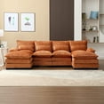 thumbnail image 2 of Tabaray U-Shaped Sectional Sofa Couch,110" Oversized Modular Sectional Sofa with Double Chaise, Modern Chenille Fabric Sectional Sleeper Couch with Solid Wood Legs for Living Room (Orange), 2 of 8