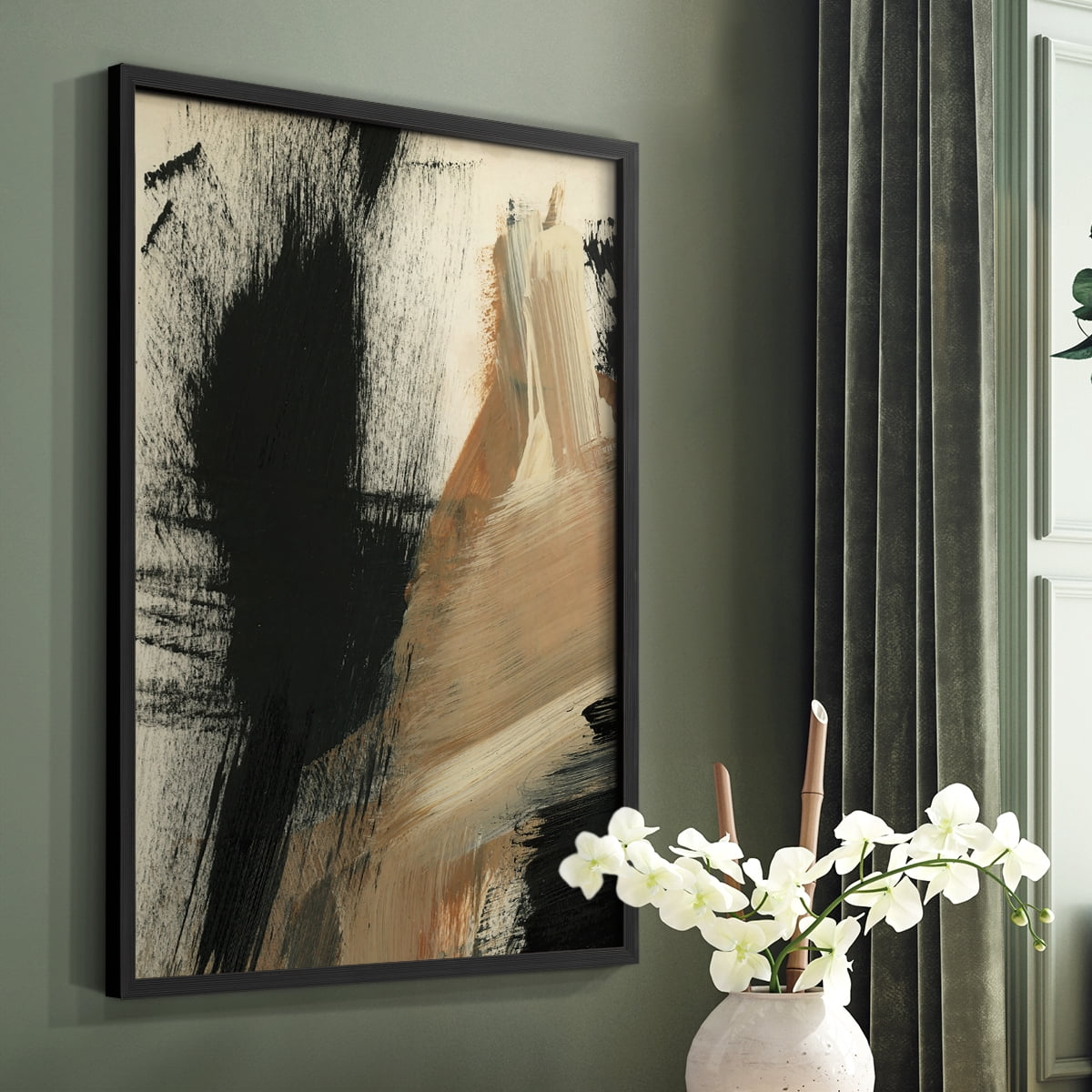 Baked Paintstrokes I Framed Print in Black Solid Wood Framed Print No Nail Hanging