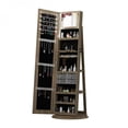 thumbnail image 2 of 360° Swivel Standing Jewelry Cabinet with Full Length Mirror Lockable Antique Brown MDF Jewelry Armoire Organizer with Interior Lighted Mirror for Bedroom Dressing Room, 2 of 10
