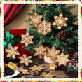 thumbnail image 5 of Christmas Gingerbread Ornaments for Tree, Mini Snowflake Wooden Hanging Winter Xmas Ornaments with Ropes for Christmas Party Holiday Winter Crafts, 12 Pcs, 3.2x3.2", 5 of 6