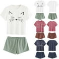 thumbnail image 4 of Langgg Pyjama Décontracté pour Femmes Ensemble de Nuit Manches Courtes Haut et Shorts Dessin Animé, 4 of 7