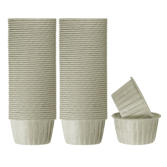 100pcs 3.5oz Moldes para Magdalenas de Papel de Tamaño Estándar Envoltorios Antiadherentes Desechables para Bodas Cumpleaños Navidad Postres Gris