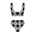 thumbnail image 5 of Daiia Heart Black Buffalo Plaid Gingham Women's Bikini Set Two Piece Swimsuit High Waisted Bikini Adjustable Straps Bikini Perfect for Beach, Pool, and Summer Vacation-Large, 5 of 9