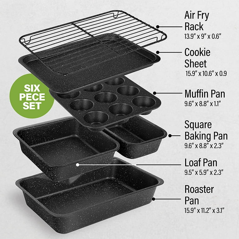 Bakken Swiss - Bakeware Set – 6 Piece – Stackable, Deluxe, Non-Stick Baking  Pans for Professional and Home Cooking – Carbon Steel, White Stone Coating