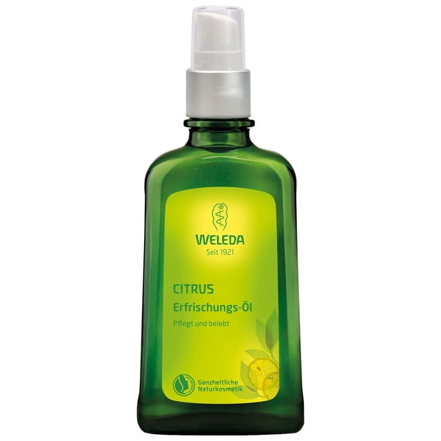 Weleda Aceite corporal refrescante de cítricos 3.4 onzas líquidas Aceite corporal rico en plantas con cáscara de limón y aceites de almendras dulces