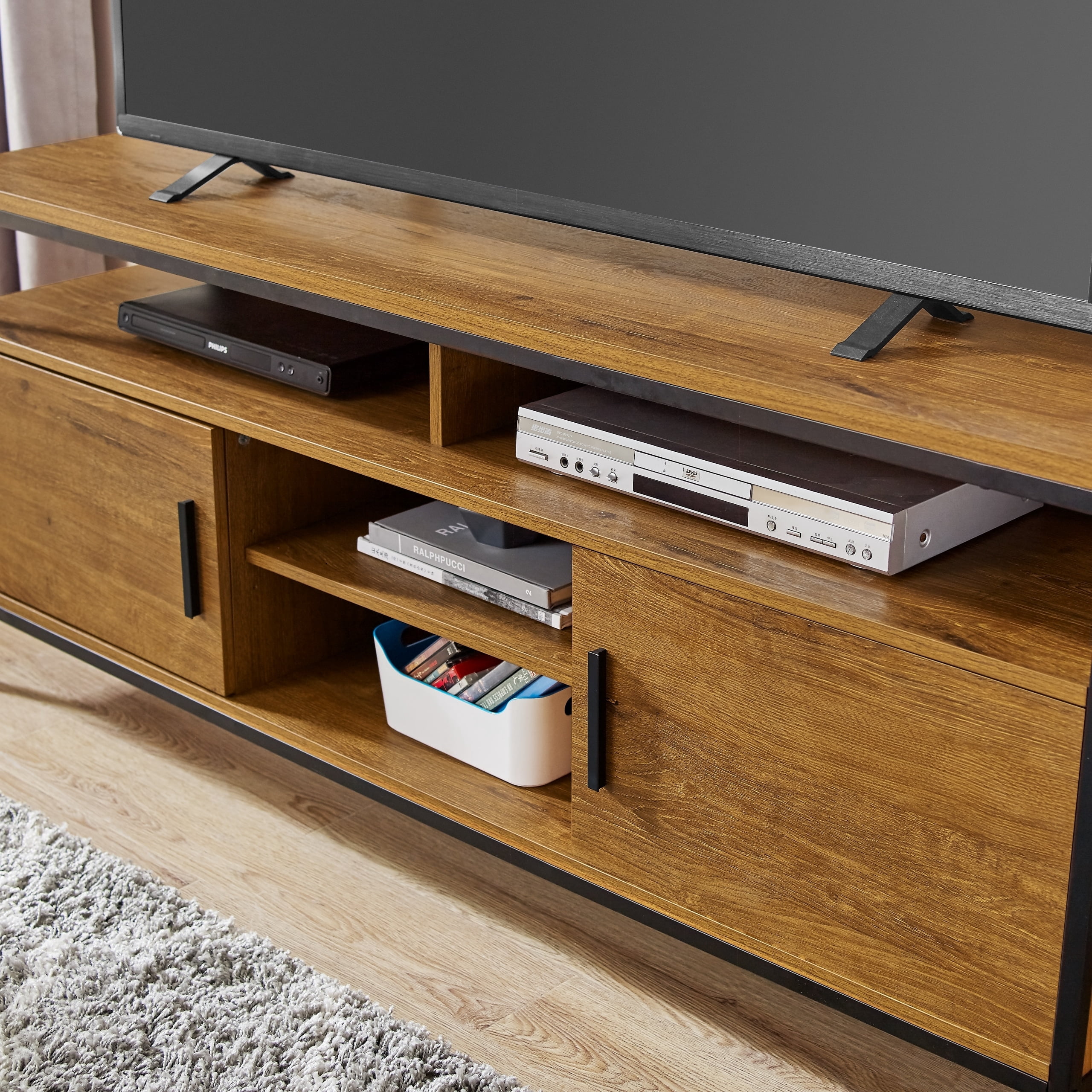 Wide Entertainment Center TV Media Stand by CAFFOZ Furniture Designs