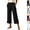 29# Black, variant on Women's Wide Leg Cropped Pants Cross High Waist Stretchy Culottes Lightweight Lounge Pants with Side Slit Gray S