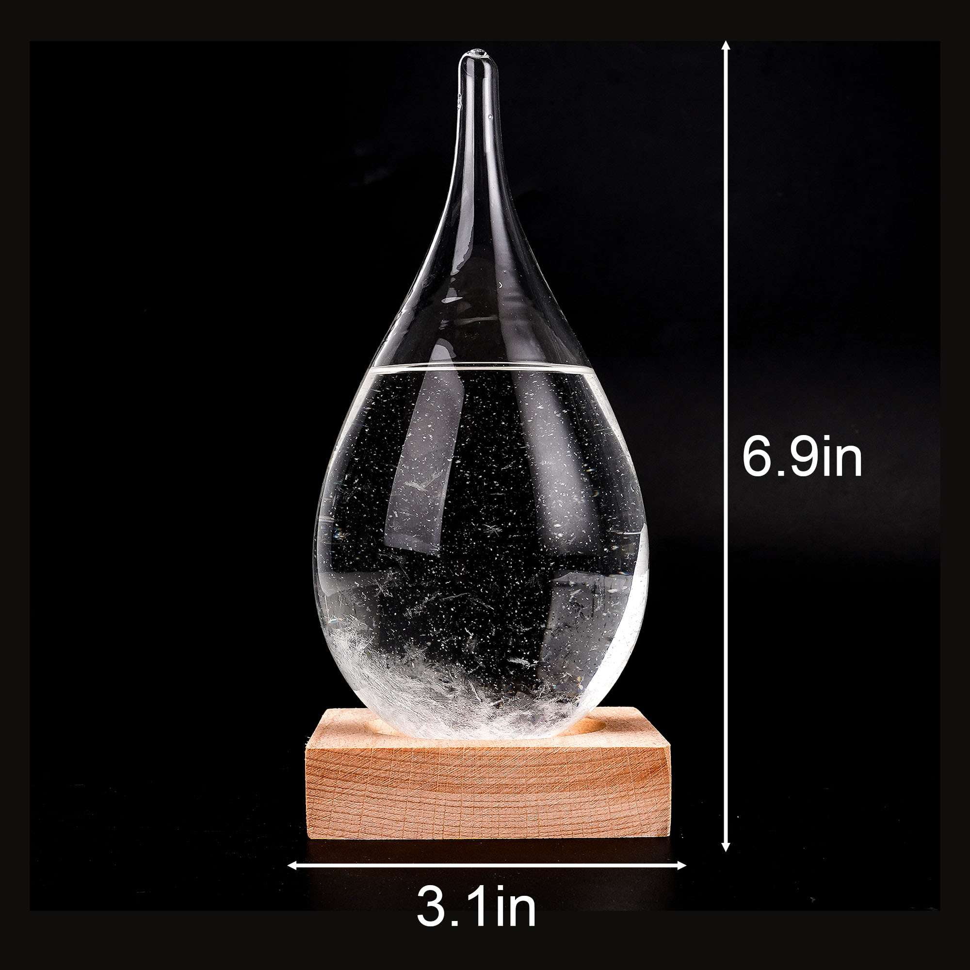 Deago Storm Glass Weather Predictor, Weather Station Weather Forecaster with Wood Base, Creative Crystal Glass Bottle for Home & Office Decoration