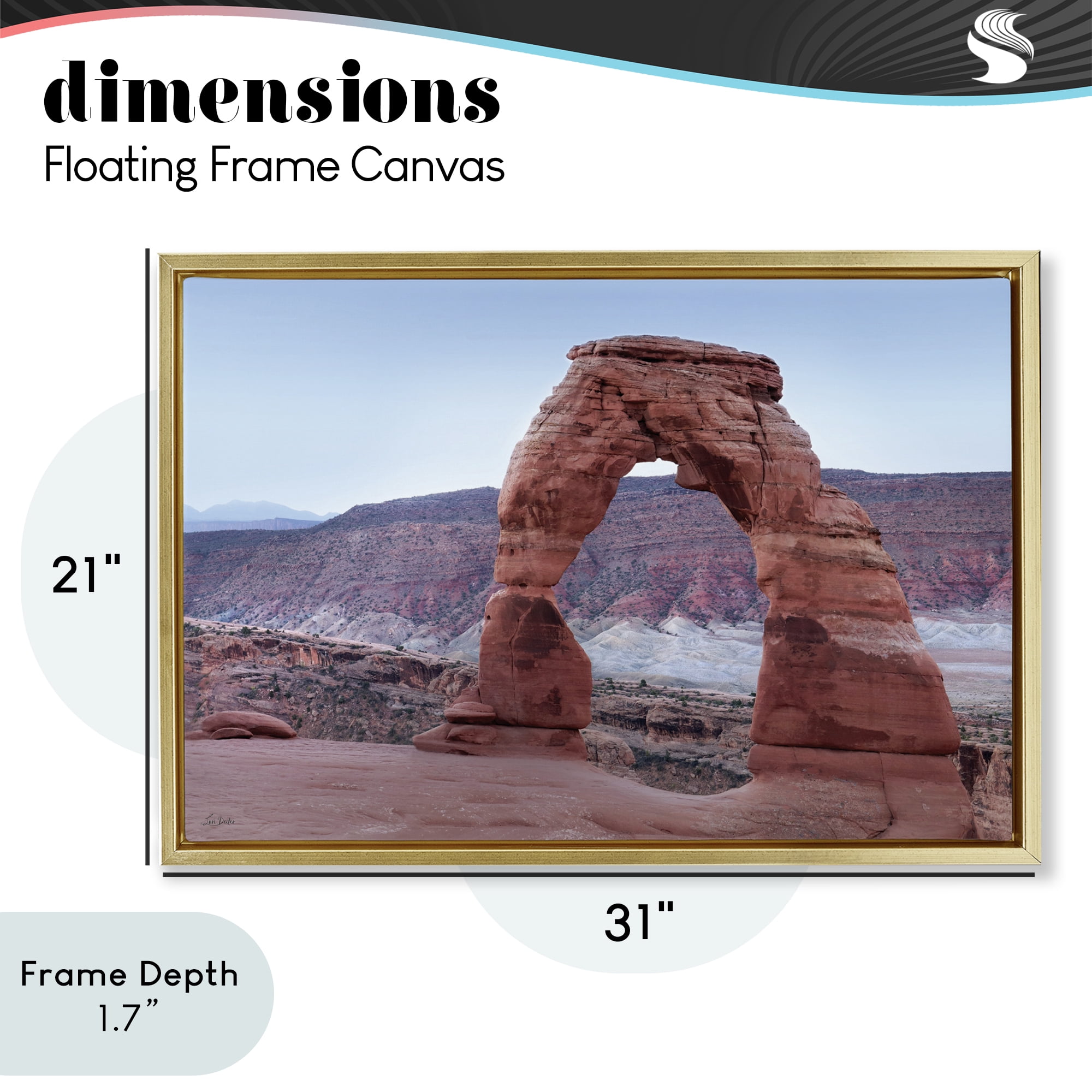 Stupell Industries Time's Sculpture Delicate Arch Gold Framed Floater Canvas Wall Art, design by Lori Deiter