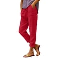thumbnail image 6 of Women's Fashion Casual Color Elastic Waist Cotton and Linen Casual Pants, 6 of 6