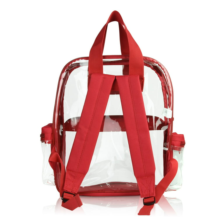 Dalix Clear Backpack Bags Smooth Plastic in Red