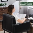 thumbnail image 5 of Upholstered Accent Chair Set of 2, Mid Century Modern PU Leather Armchair, Comfy Living Room Reading Chair with Thick Cushion for Bedroom Home Office (Black), 5 of 10