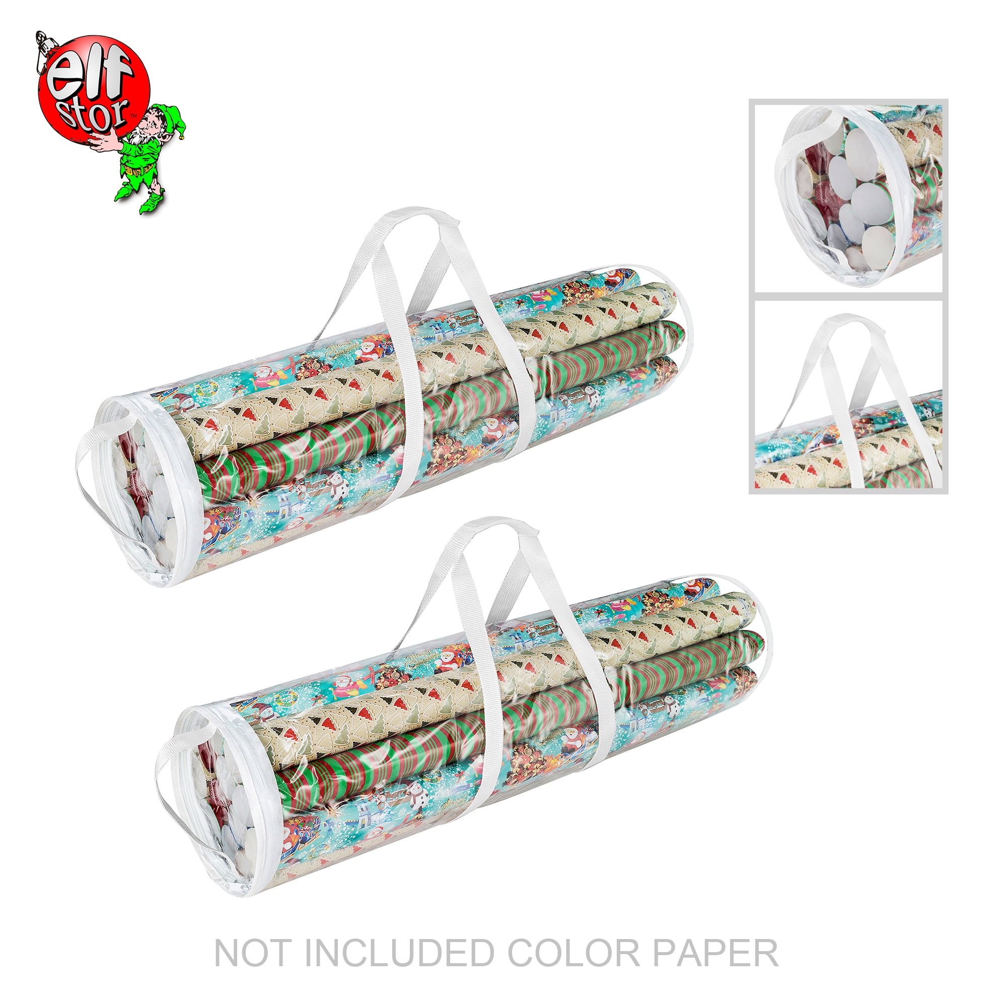 Elf Stor 83-DT5053 Gift Wrap Storage Bag for 31 Inch Rolls of Paper | 2 Pack, Clear