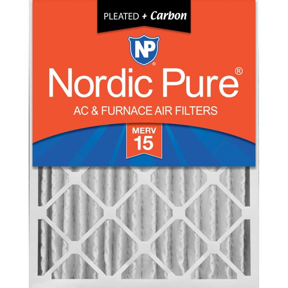 Nordic Pure 20x25x4 (3-5/8 Actual Depth) MERV 15 Plus Carbon AC Furnace Air Filter, Box of 1