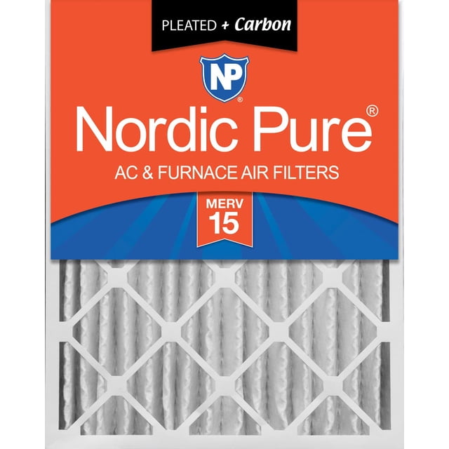 Nordic Pure 20x25x4 (3-5/8 Actual Depth) MERV 15 Plus Carbon AC Furnace Air Filter, Box of 1