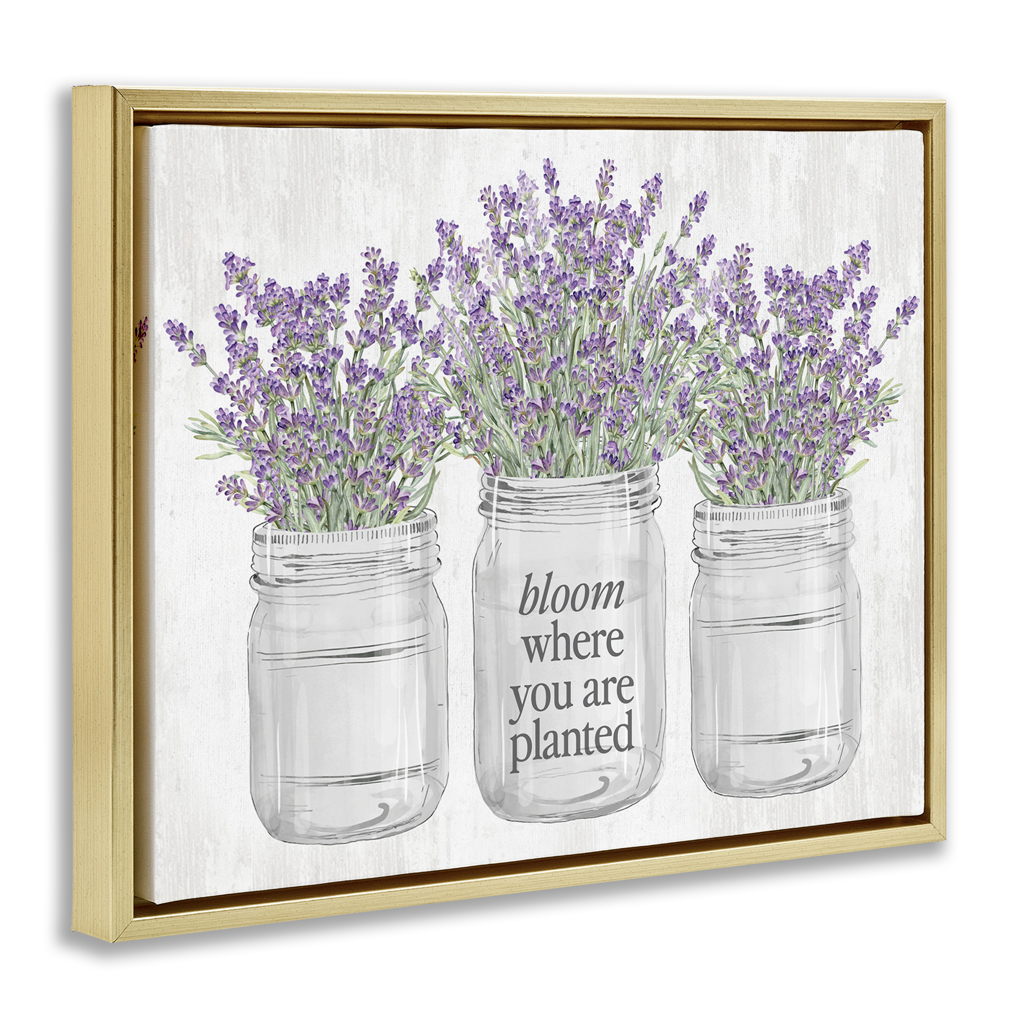 Stupell Industries Where You're Planted Botanical & Floral Painting Gold Floater Framed Canvas Art Print Wall Art, 21 x 17