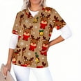 thumbnail image 4 of qolati Christmas Scrub Tops Women Oversized Snowflake V Neck Short Sleeve T Shirts Casual Nursing Work Shirts Xmas Print Holiday Tops with Pockets, 4 of 6