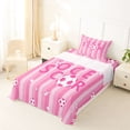 thumbnail image 5 of Erosebridal Girls Pink Cartoon Football Twin Sheet Sets,Dreamy Princess Style Bedding For Kids 3pcs, 5 of 6