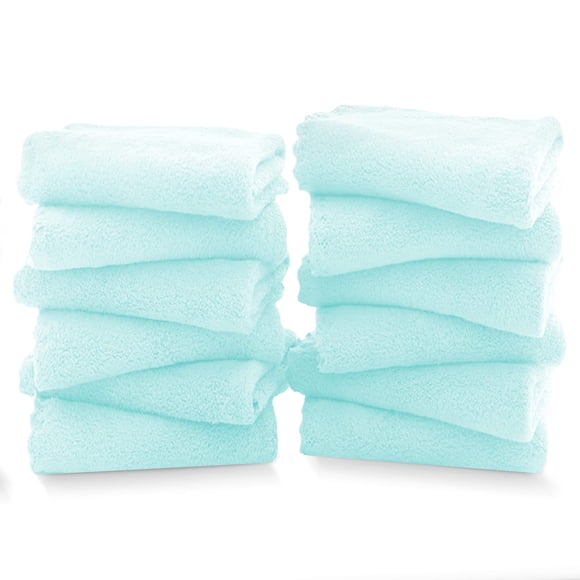 Paquete de 12 toallas TENSTARS de terciopelo coral, 30 x 30 cm, suave