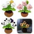 thumbnail image 4 of Cute Night Light Handcrafted Crochet Potted Plant with 3 Pandas Flower Pot Night Light Decor for Home Office, 4 of 6
