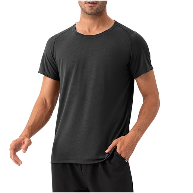 Mareep Hauts pour Hommes S-2TG Chemise Décontractée Unie à Manches Courtes Col Rond
