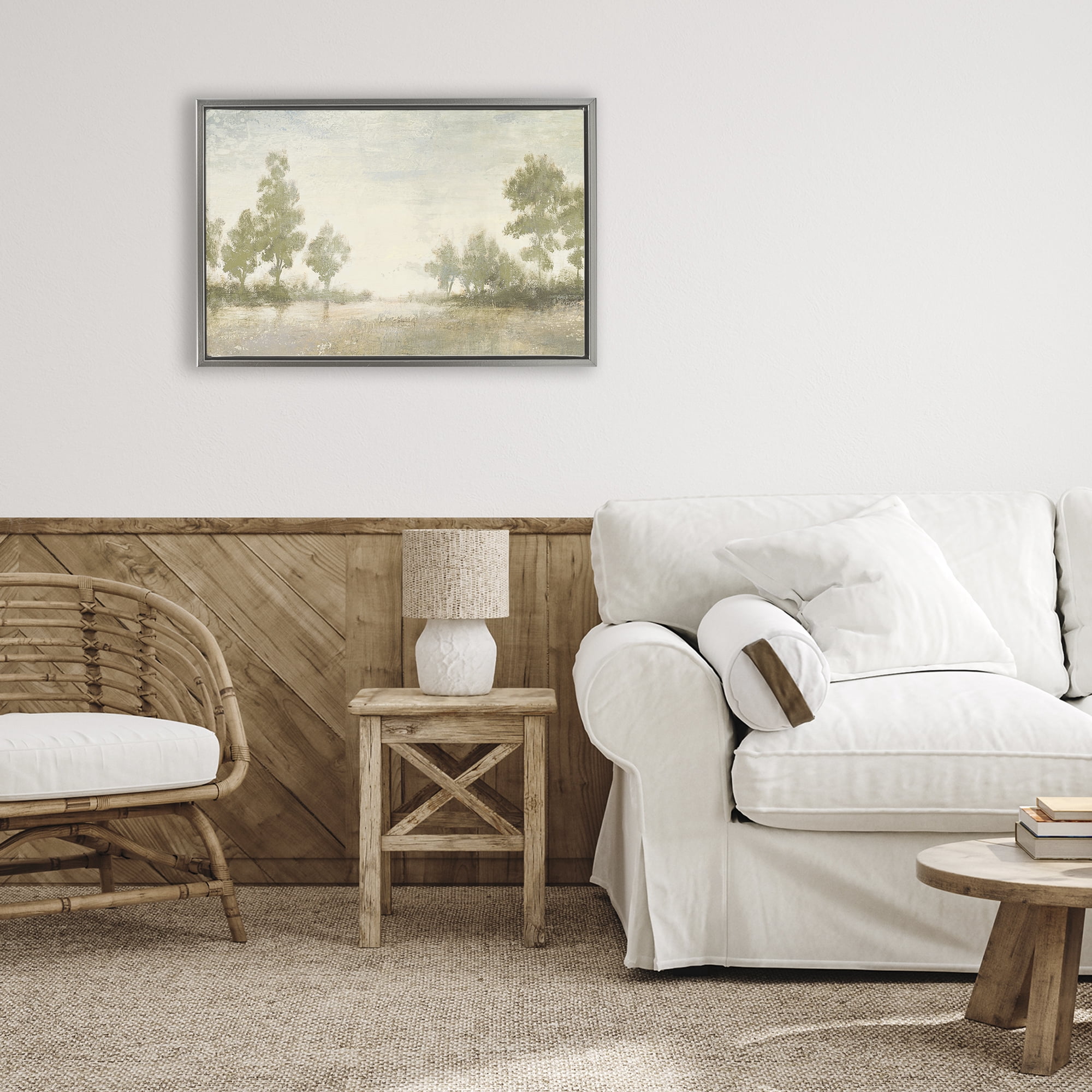 Stupell Industries Forest Light Distant Valley Gray Framed Floater Canvas Wall Art, design by Michael Marcon