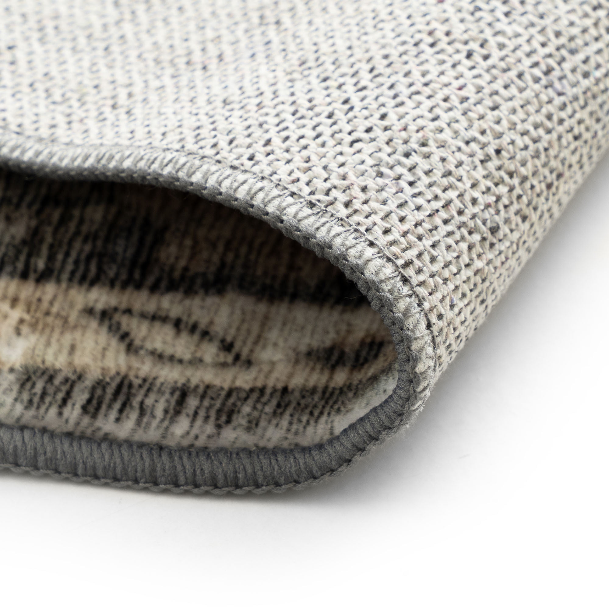 Smart Wash Aura Traditional Oriental Charcoal and Beige Polyester Indoor Machine Washable Area Rug, 5'x7' Rectangle