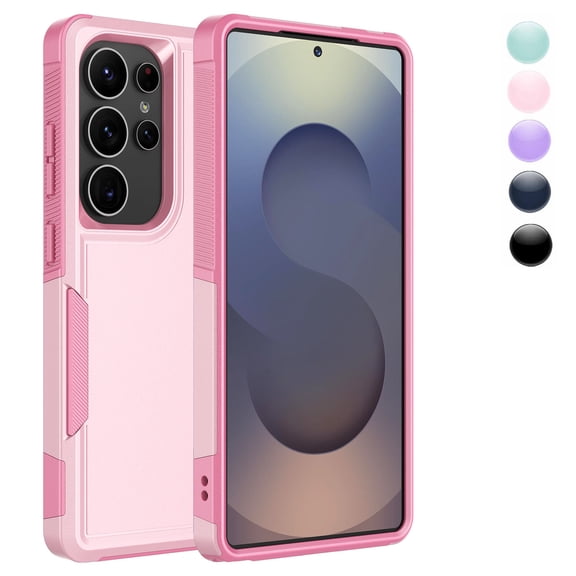 Samsung Galaxy S25 Ultra Case,Sturdy Phone Case for Galaxy S25 Ultra 2025 6.9 inch,Njjex Shockproof Protection Heavy Duty Armor Hard Plastic & Rubber Rugged Bumper 2-in-1 Case Cover-Pink