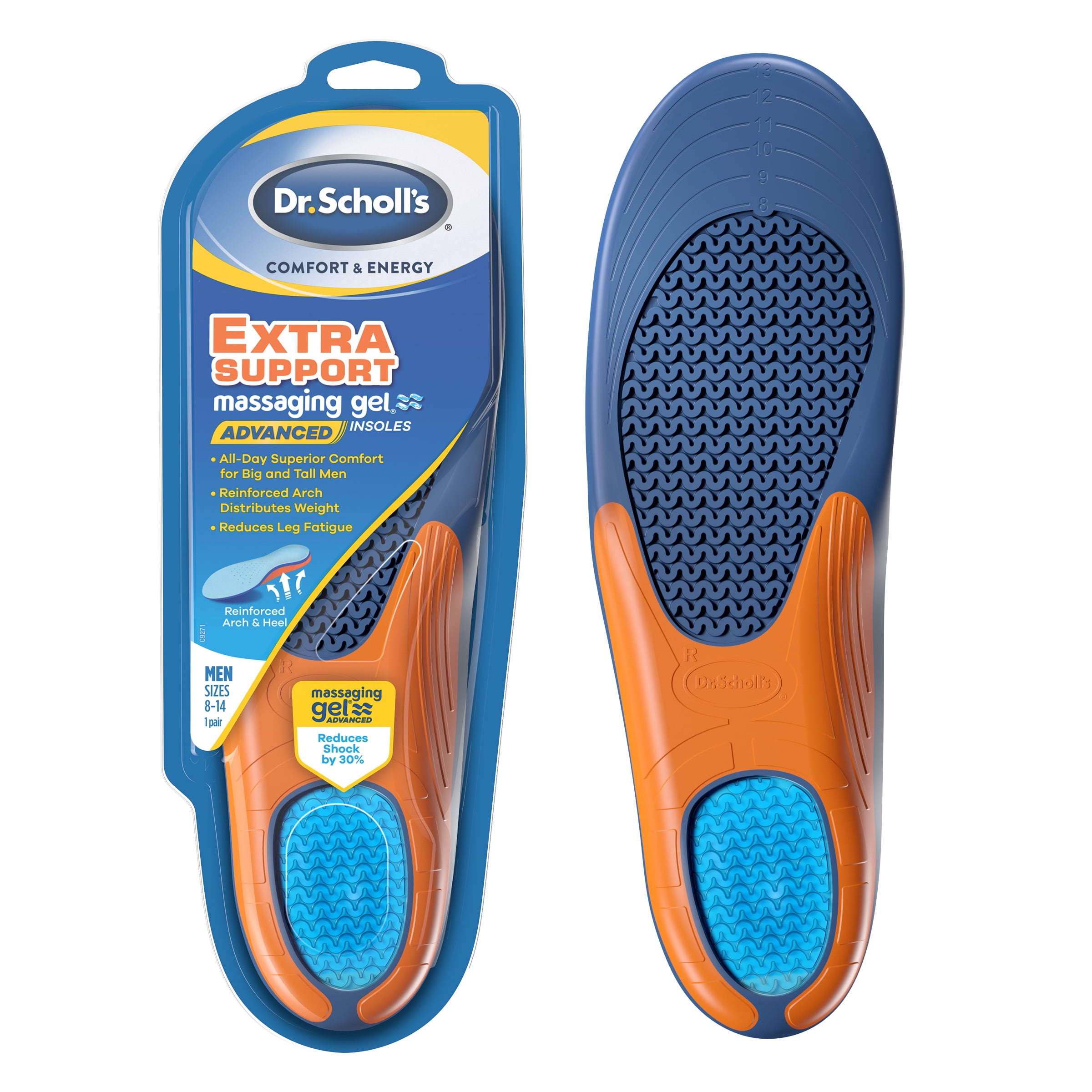 Dr Scholls Insoles Mens Work Massaging Gel Shock Absorption And Cushioning New 