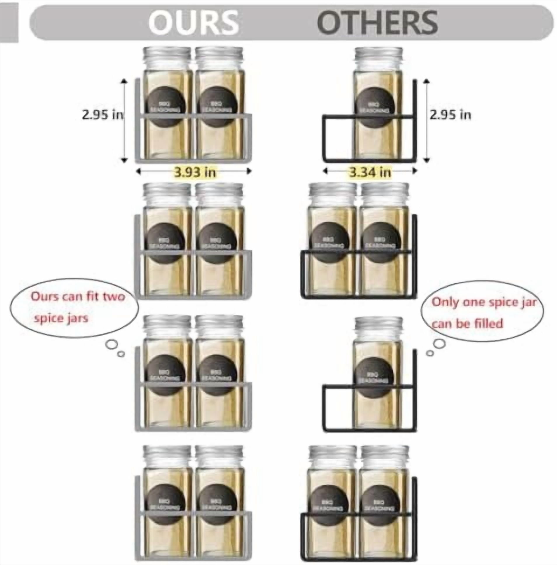 Magnetic Spice Rack for Refrigerator Magnetic Shelves Storage Seasoning Organizer for Fridge (4pack-Grey)