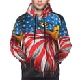 thumbnail image 4 of KLL Eagle Head With American Flag Print Mens Hoodie Long Sleeve Casual Pullover Hooded Sweatshirt Fashion Drawstring Hoodies with Pocket-Large, 4 of 6